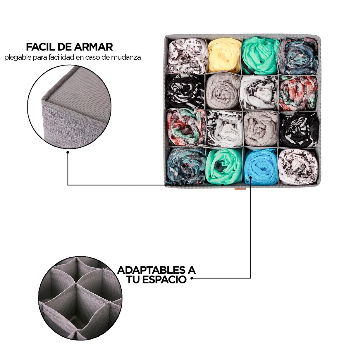 CARRY ALL - Organizador 16 Divisiones Ropa Interior Calcetines Accesorio