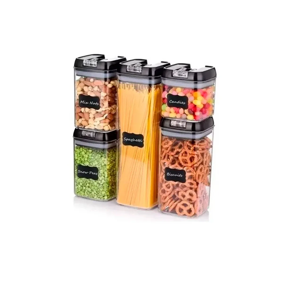 GENERICO - Juego de 5 Frascos Organizador Despensa  Para Condimentos Recipientes