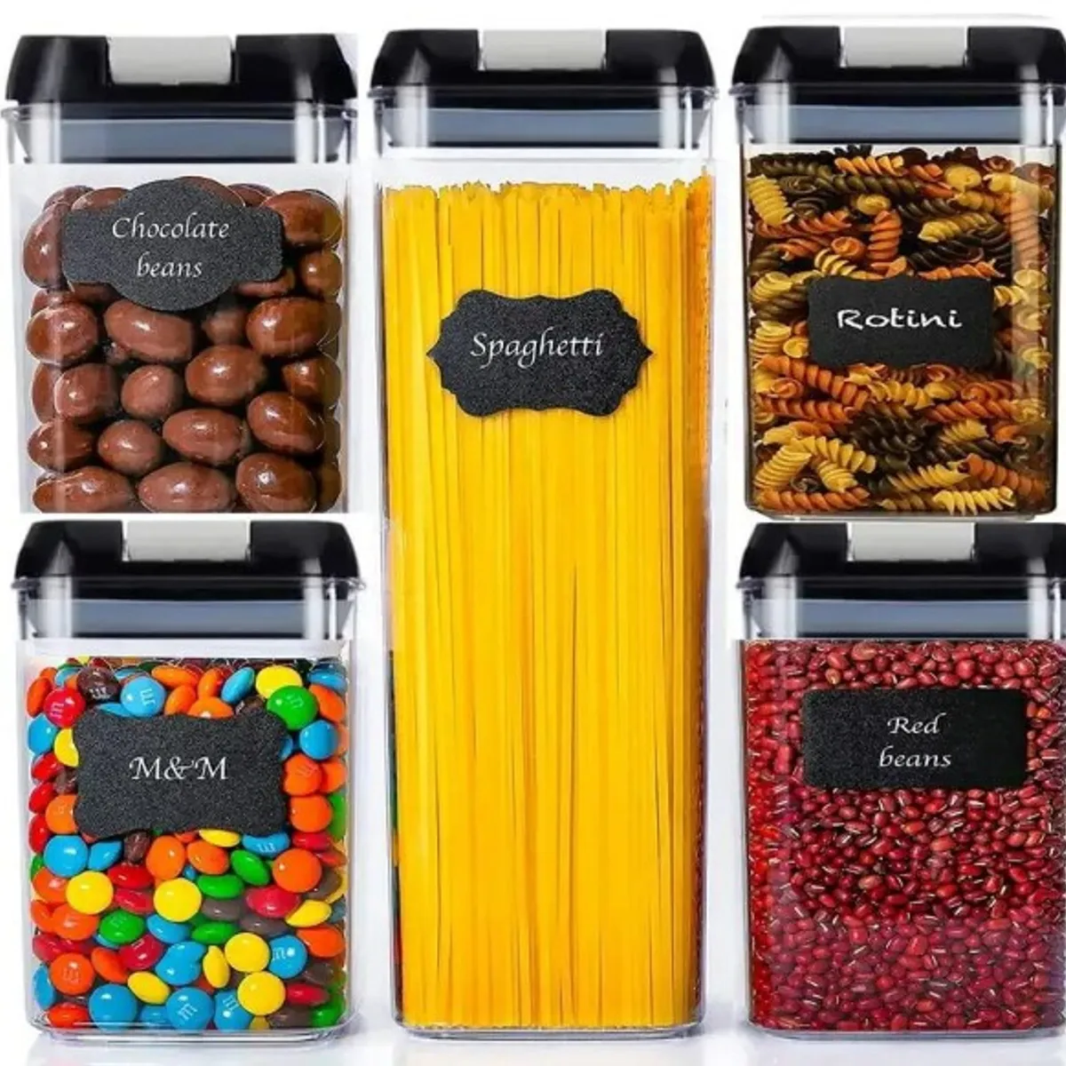 GENERICO - Juego de 5 Frascos Organizador Despensa  Para Condimentos Recipientes