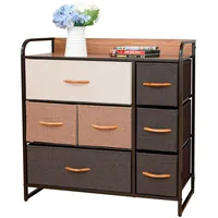 Cajonera Comoda 7 Cajones Metal Madera Tela Premium