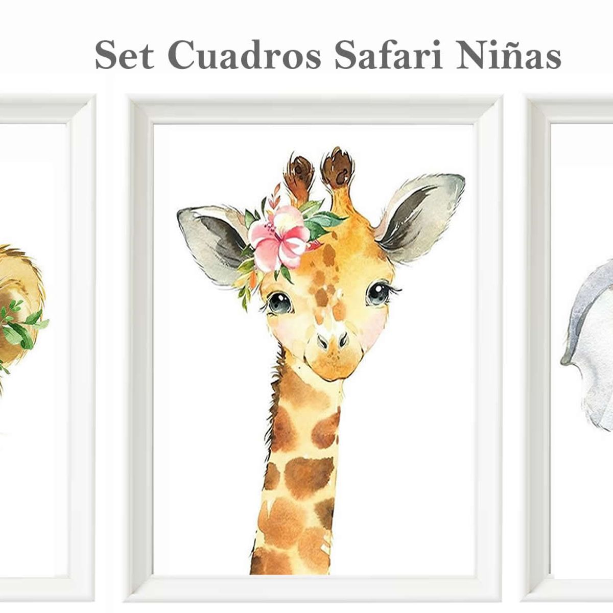 DECORACION CREATIVA - Set Cuadro Infantil Safari Niña