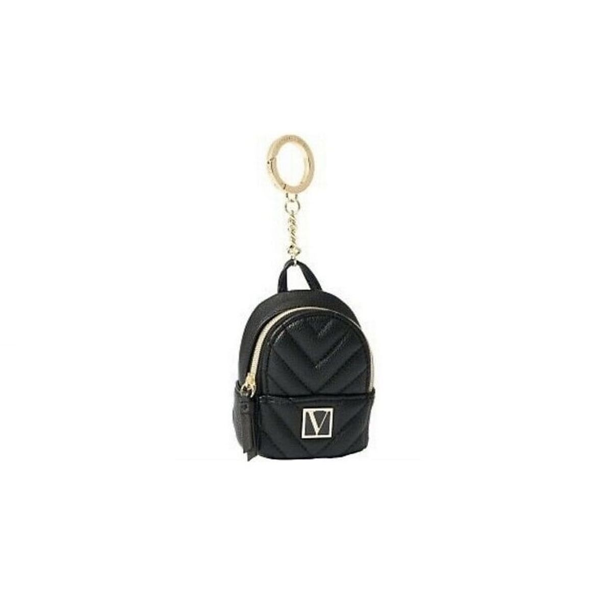 VICTORIA - Monedero Llavero Victoria Secret Mini Mochila acolchado Negro