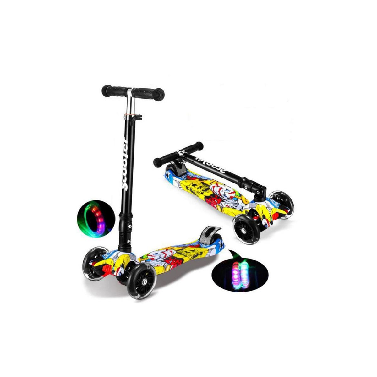 GENERICO - Scooter Aluminio De 3 Ruedas Iluminadas Diseño - SC