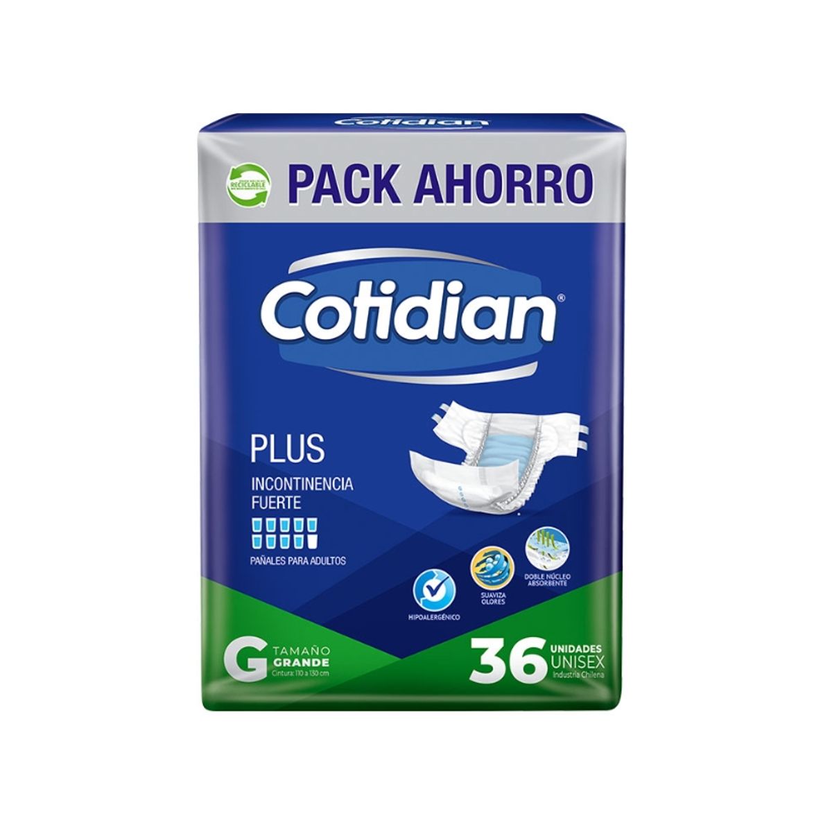 COTIDIAN - Pañales Cotidian Plus G 36 Und.