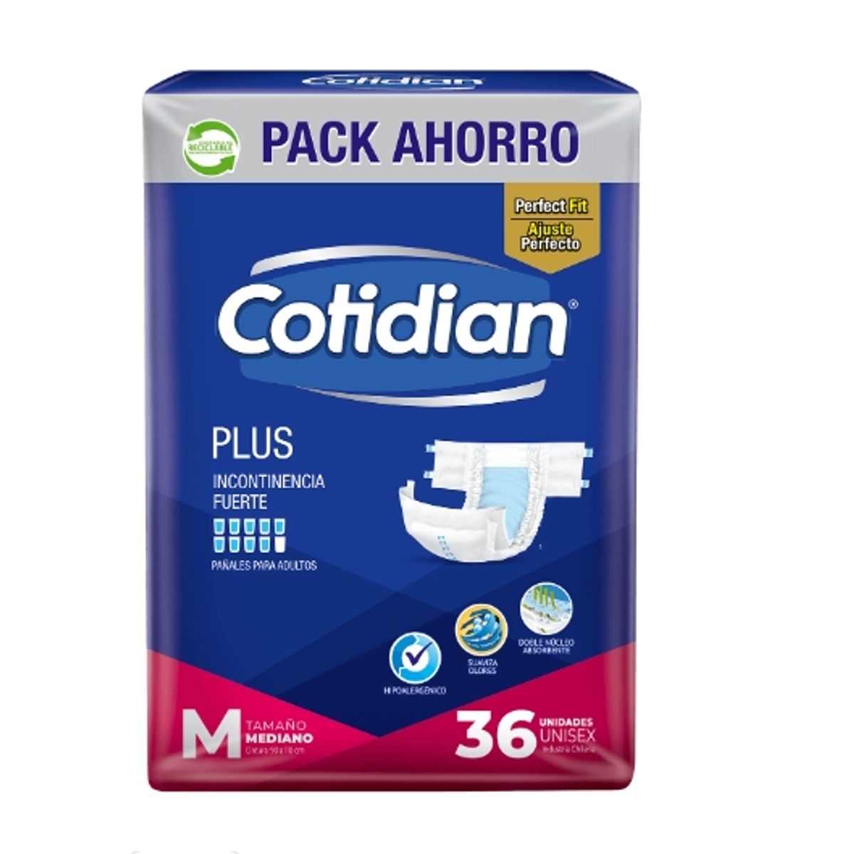 COTIDIAN - Pañales Cotidian Plus M 36 Und.