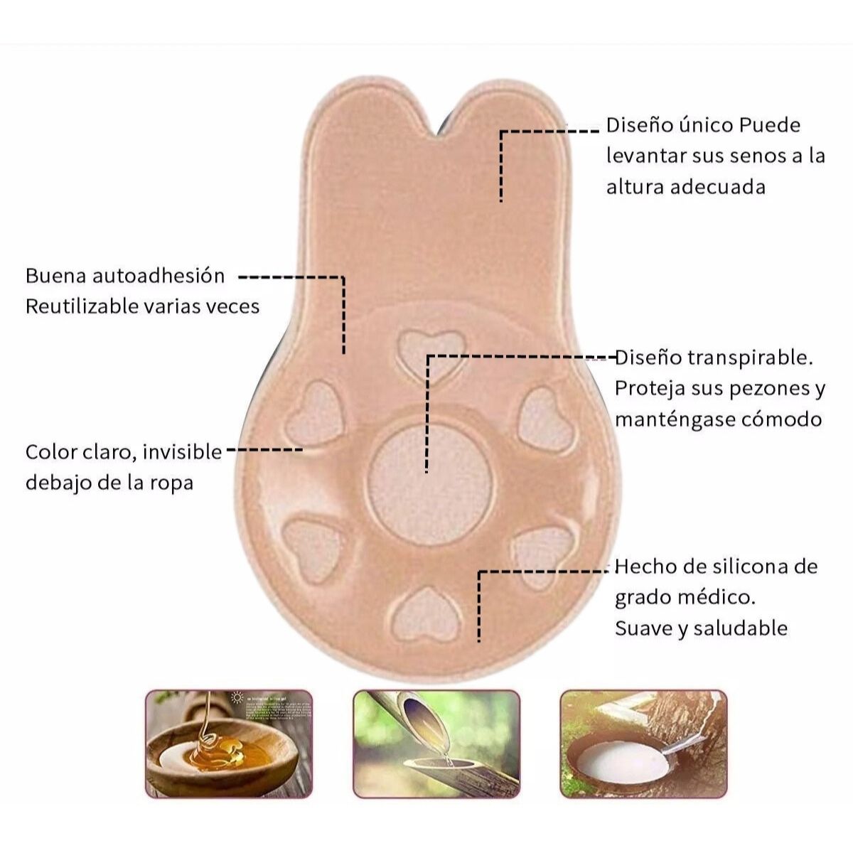 LOOK SHOP - Par Levanta Busto Adhesivo Sujetador Invisible Reutilizable 542