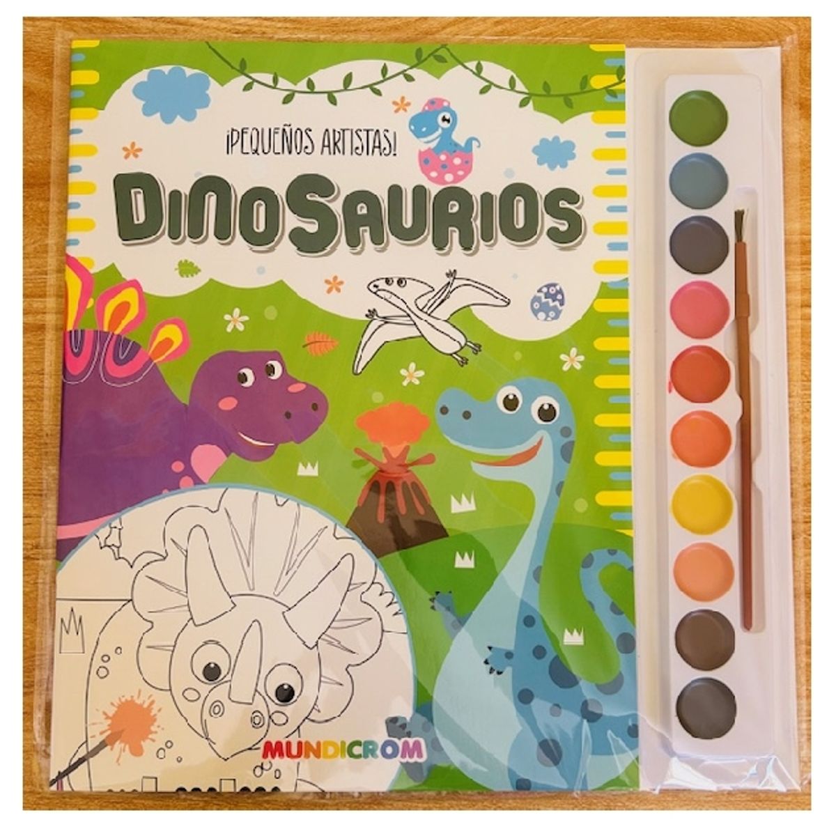 MUNDICROM - ¡Pequeños Artistas - Dinosaurios - Libro para Pintar con acuarelas - Mundicrom