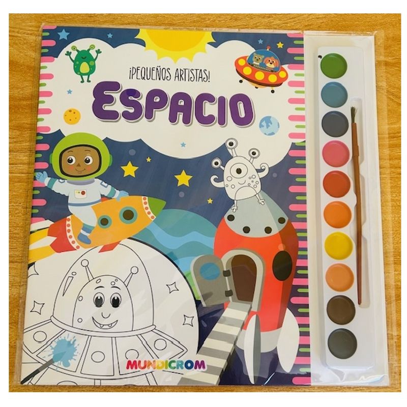 MUNDICROM - ¡Pequeños Artistas - Espacio - Libro para Pintar con acuarelas - Mundicrom