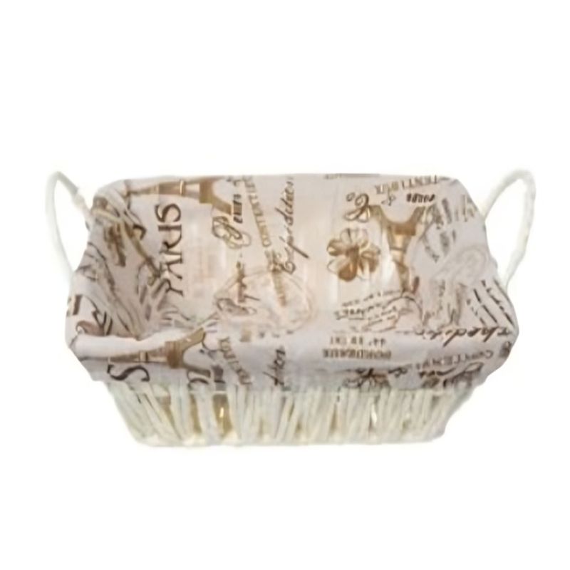 GENERICO - CESTA CANASTO DE MIMBRE DECORATIVO TELA INTERIOR  23X 23X 8CM 50253