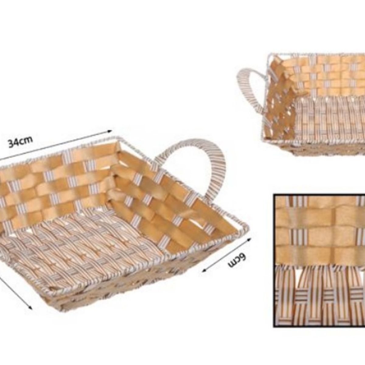 GENERICO - CESTA CANASTO DE MIMBRE DECORATIVO 34X26X6CM