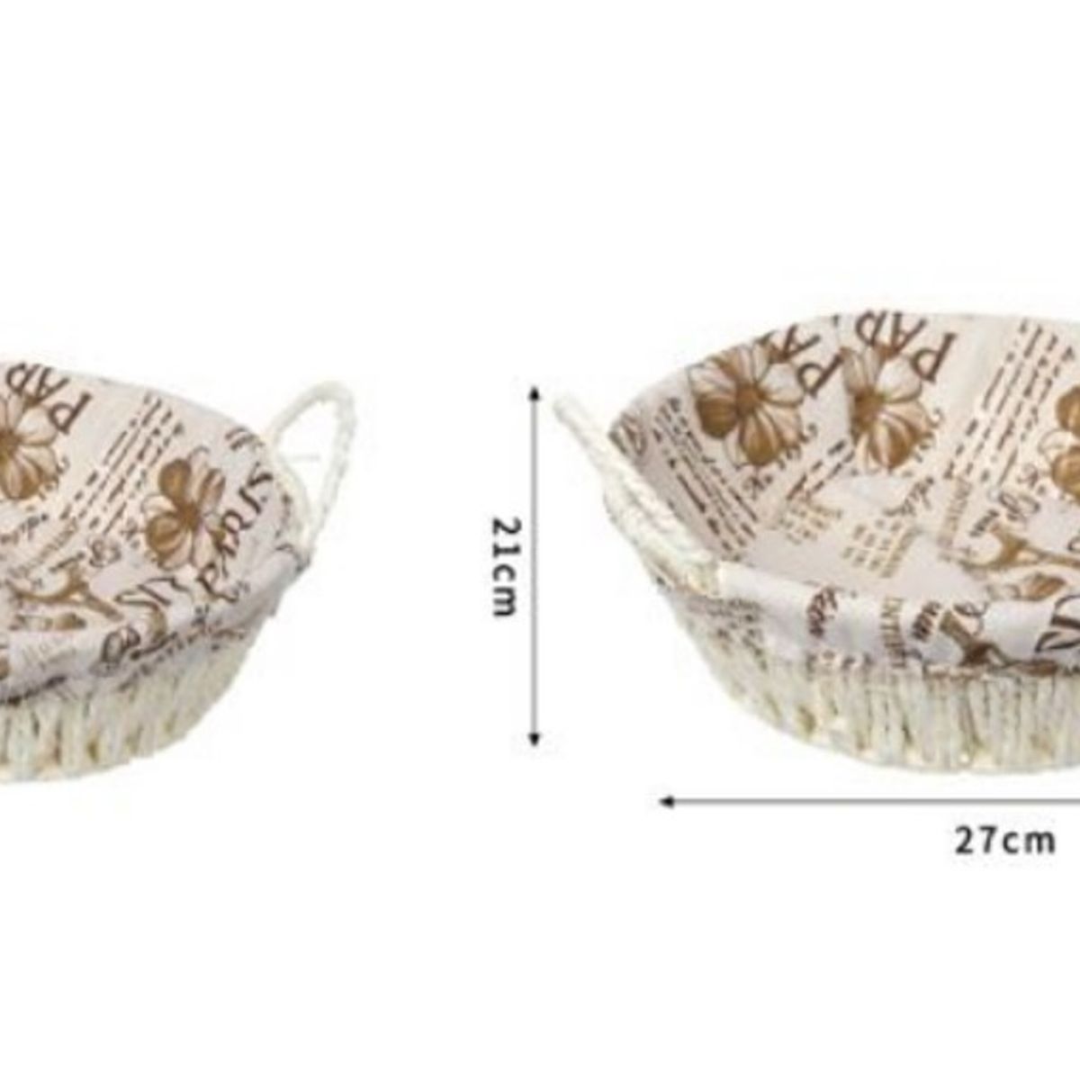 GENERICO - CESTA CANASTO DE MIMBRE DECORATIVO TELA INTERIOR  27X 21CM 50254