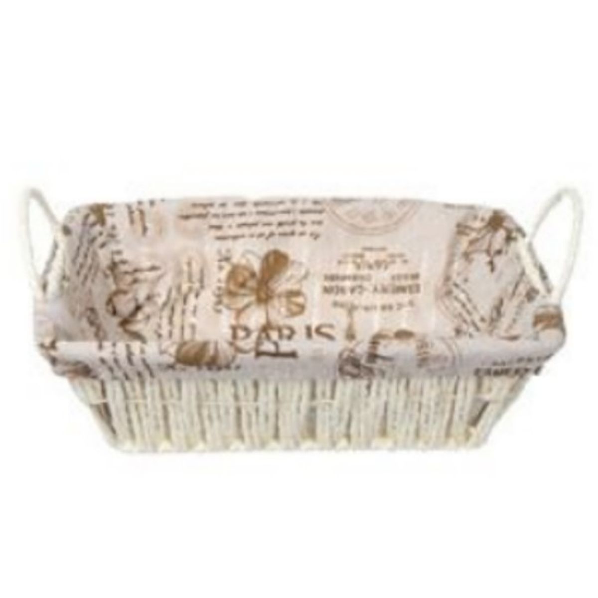 GENERICO - CESTA CANASTO DE MIMBRE DECORATIVO TELA INTERIOR  27X 20X 8CM 50251