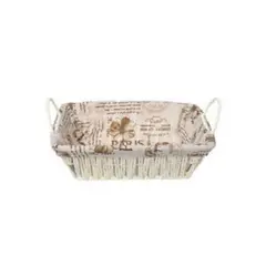 GENERICO - CESTA CANASTO DE MIMBRE DECORATIVO TELA INTERIOR 27X 20X 8CM 50251