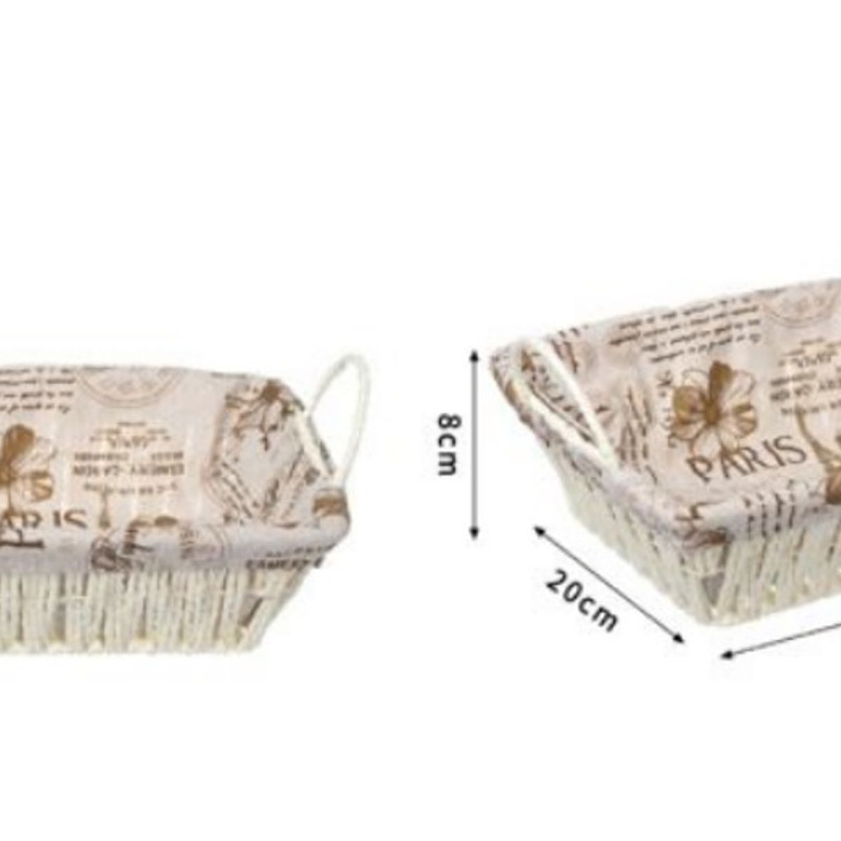 GENERICO - CESTA CANASTO DE MIMBRE DECORATIVO TELA INTERIOR  27X 20X 8CM 50251