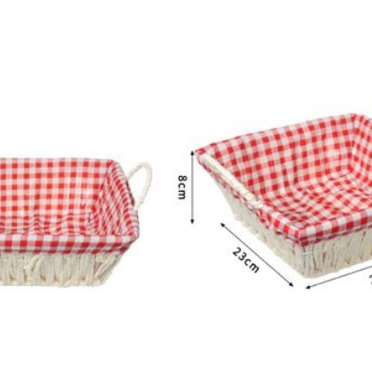 GENERICO - CESTA CANASTO DE MIMBRE DECORATIVO TELA INTERIOR 23X 23X 8CM 50249