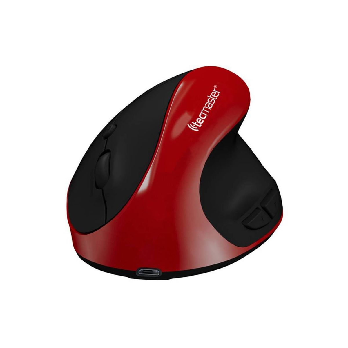 TECMASTER - Mouse Ergonomico Inalambrico Recargable Rojo TM-100545