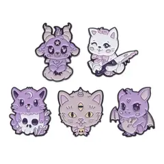GENERICO - Set pines broches broches animalitos cute del mal kawaii