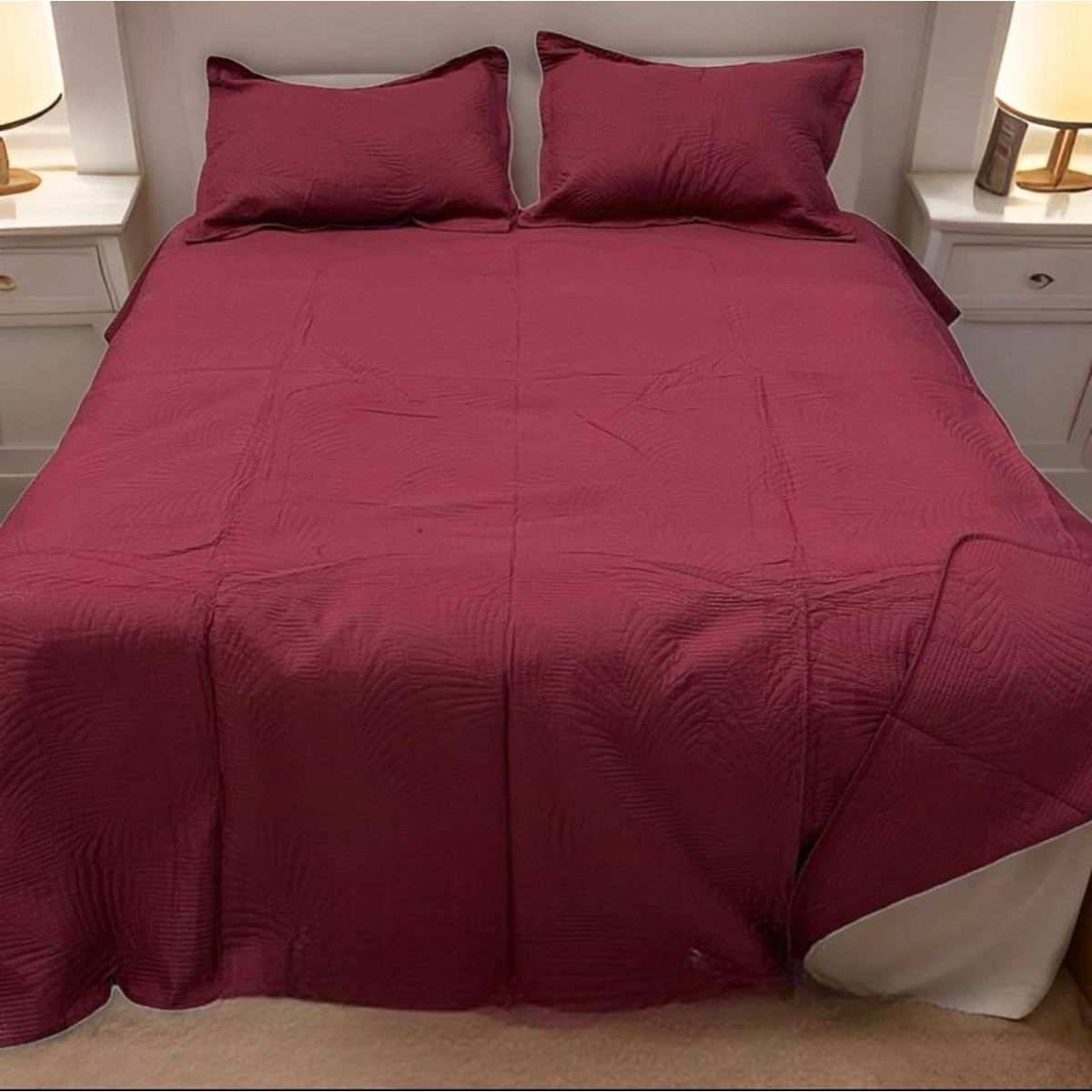 GENERICO - Cubrecama BURDEO 2 PLAZA DE VERANO TEXTURA DE HOJAS  ALGODON DIANA