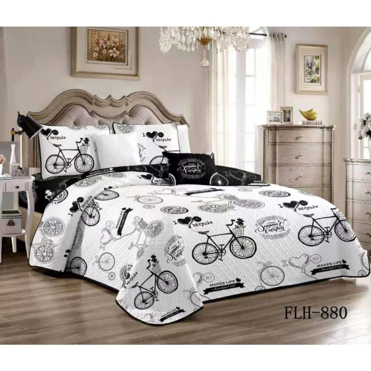 GENERICO - Cubrecama  DIANA 2 PLAZA Quilt delgado de Verano BICI BLANCO