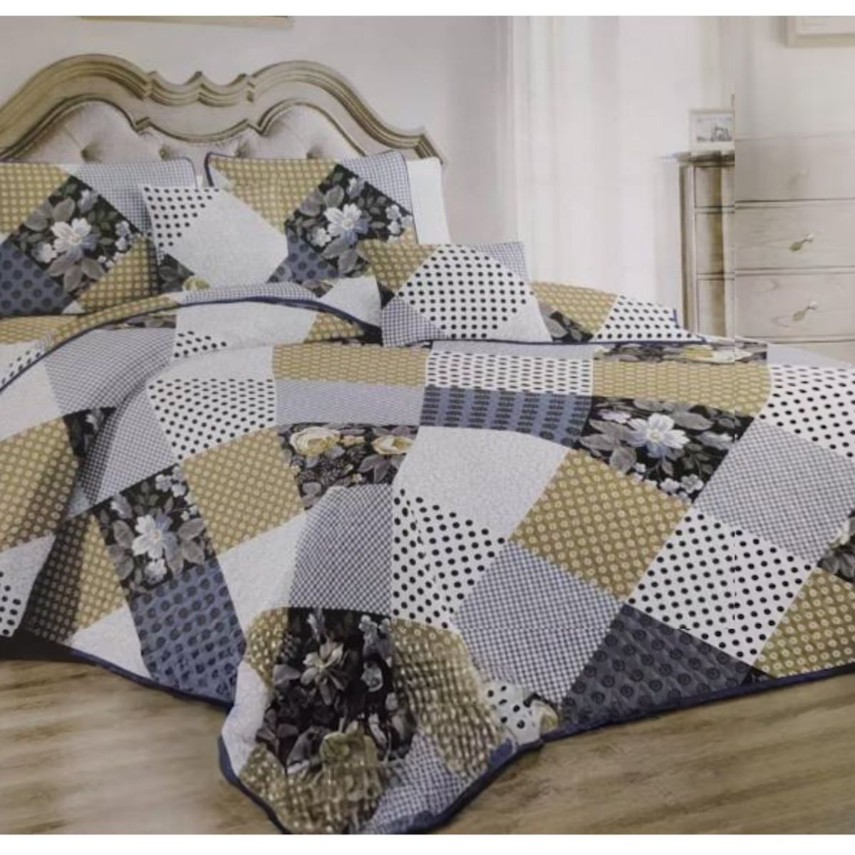 GENERICO - Cubrecama VERANO 2 PLAZA CUAQDRO VERDE Quilt delgado DIANA