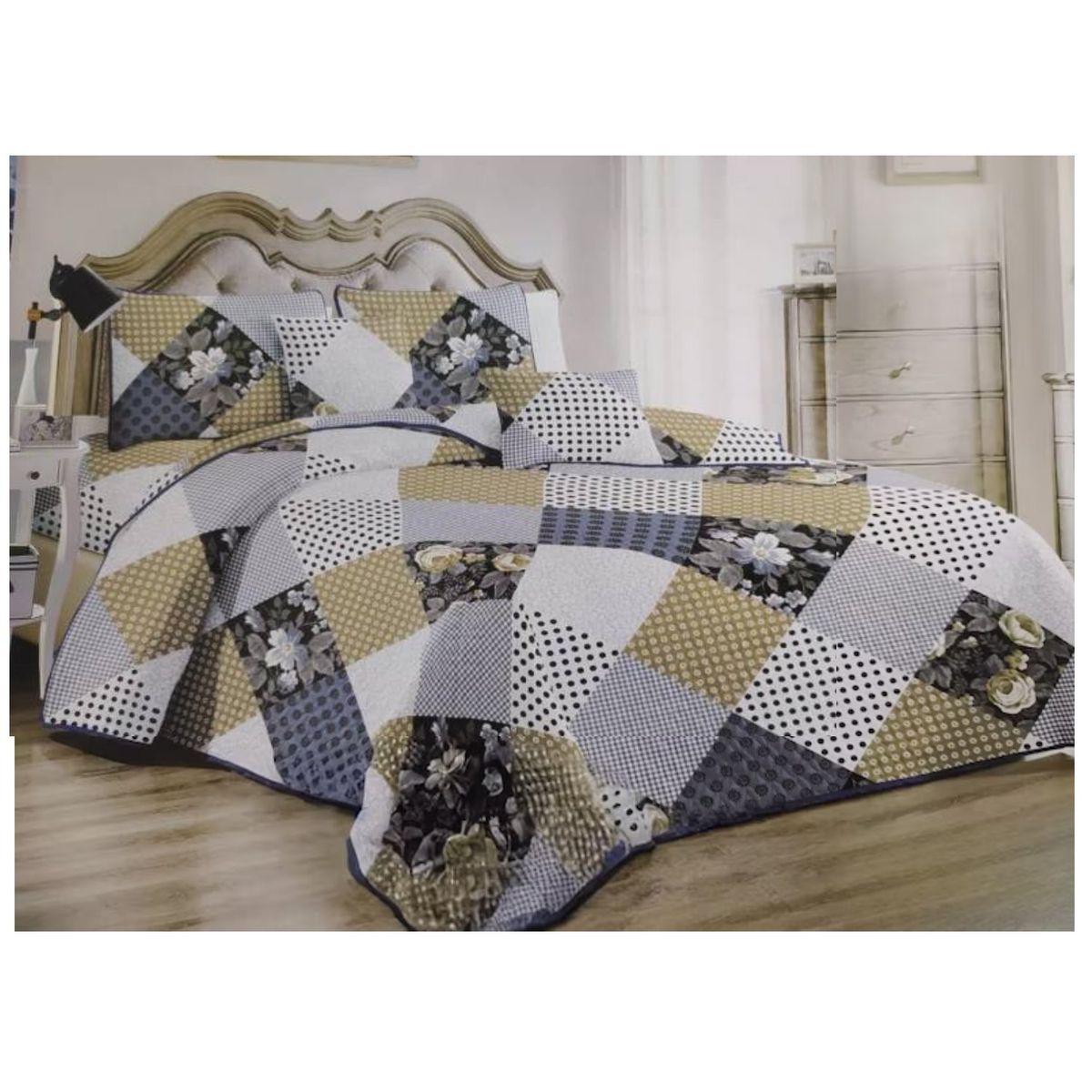 GENERICO - Cubrecama VERANO 2 PLAZA CUAQDRO VERDE Quilt delgado DIANA