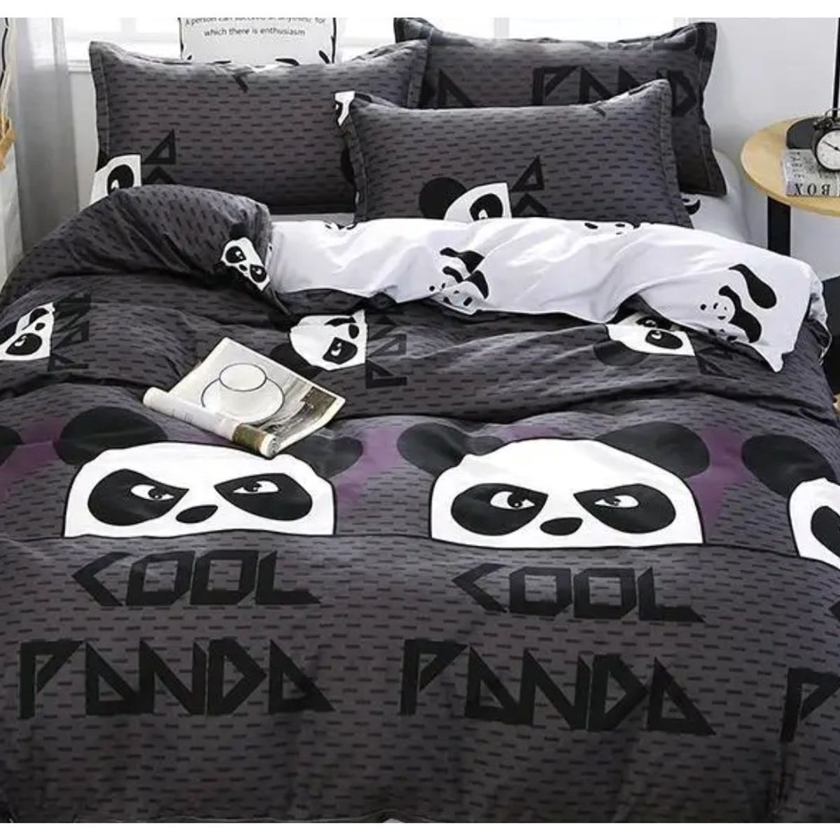 GENERICO - CUBRECAMA REVERSIBLE 1.5  PLAZA OSO PANDA QUILT DE VERANO DELGADO TF