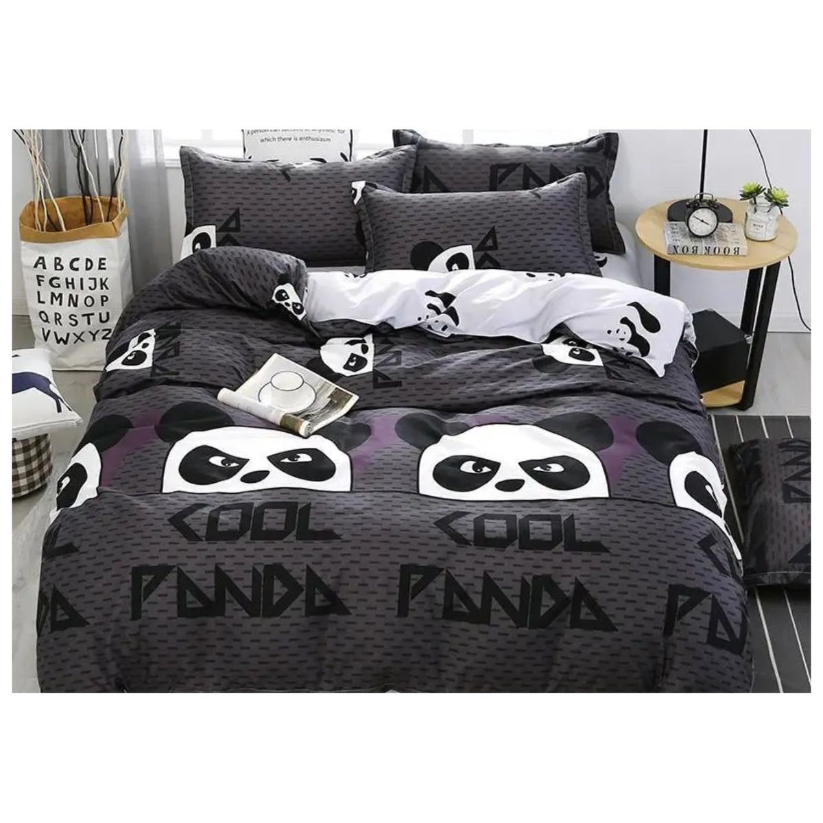 GENERICO - CUBRECAMA REVERSIBLE 1.5  PLAZA OSO PANDA QUILT DE VERANO DELGADO TF