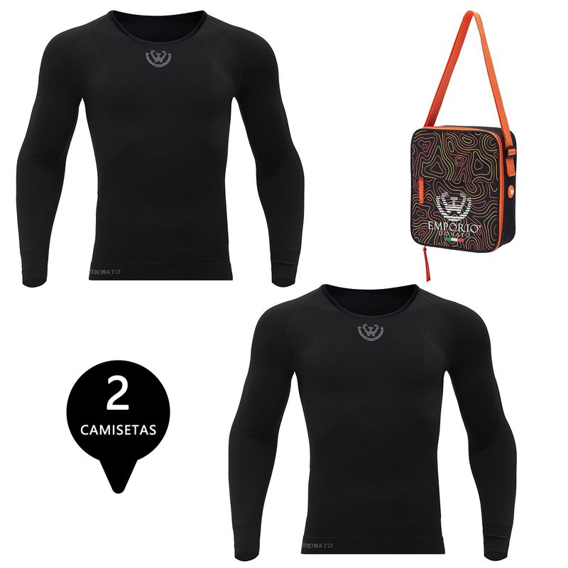 GIOVACCHINO - Pack 2 Camisetas Termica Primera Capa Microfibra Hombre+Bolso Regalo