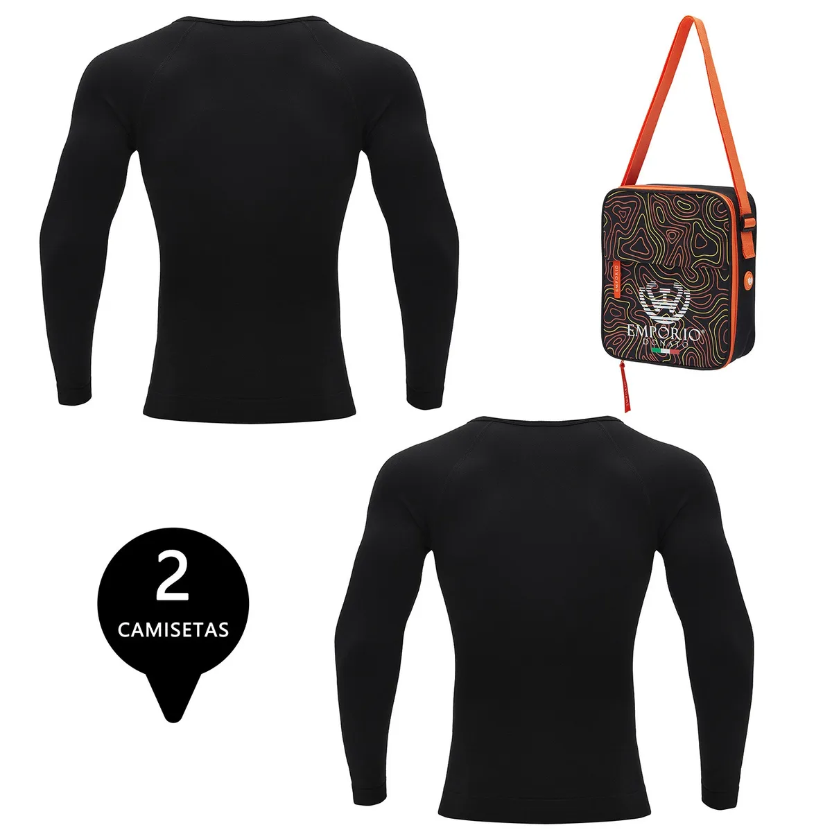 GIOVACCHINO - Pack 2 Camisetas Termica Primera Capa Microfibra Hombre+Bolso Regalo