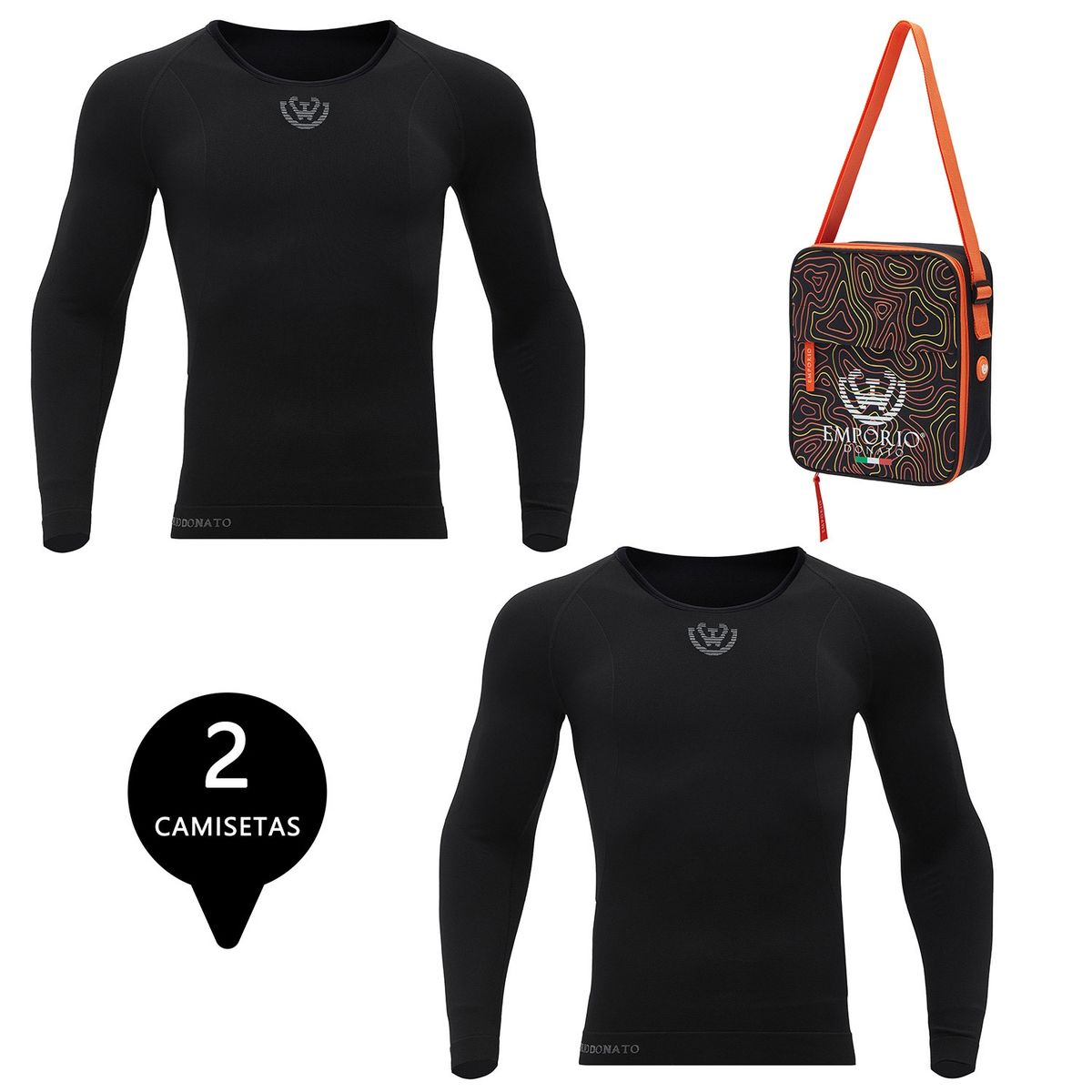 GIOVACCHINO - Pack 2 Camisetas Termica Primera Capa Microfibra Hombre+Bolso Regalo