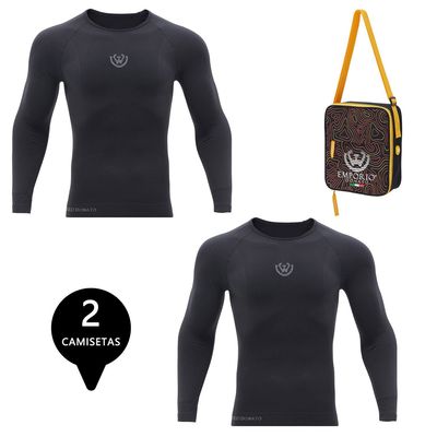Imagen 1 del producto Pack 2 Camisetas Termica Primera Capa Microfibra Hombre+Bolso Regalo