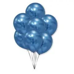 GENERICO - Globos Cromados Color Azul 25 Unidades 25 Cm