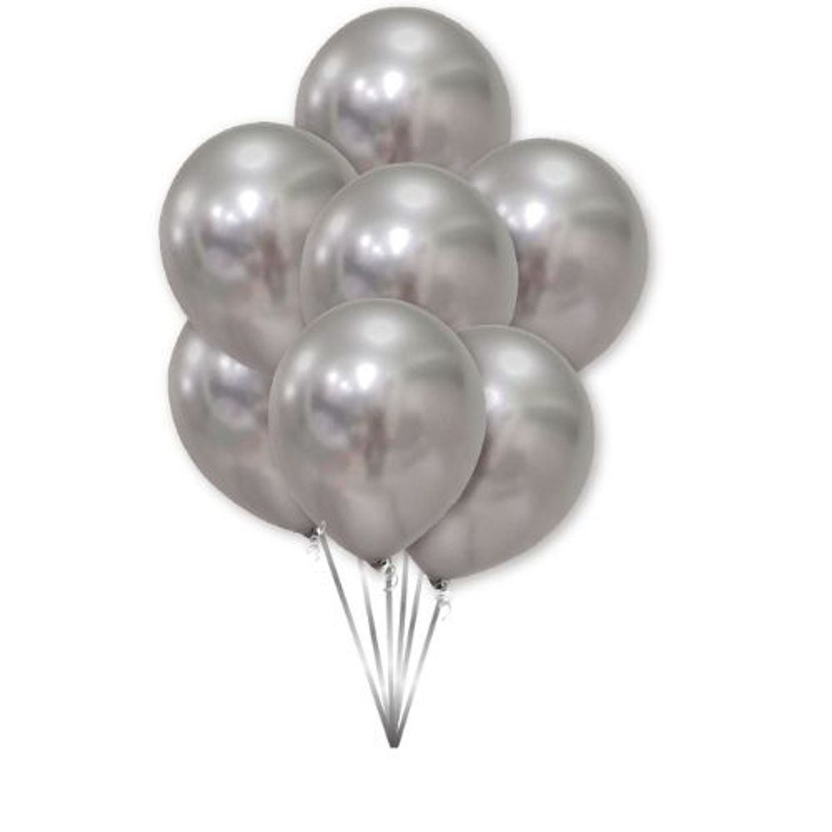 GENERICO - Globos Cromados Color Plateado 25 Unidades 25 Cm