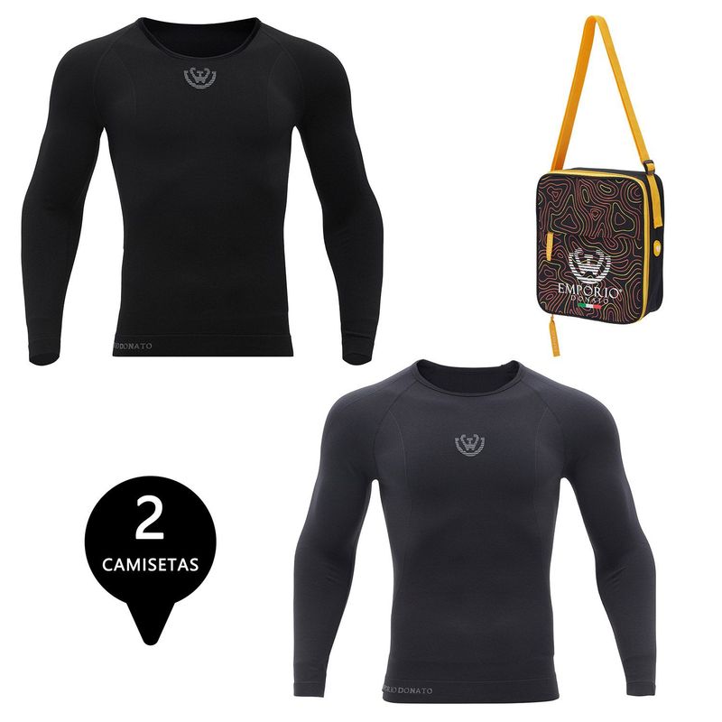 GIOVACCHINO - Pack 2 Camisetas Termica Primera Capa Microfibra Hombre+Bolso Regalo.-