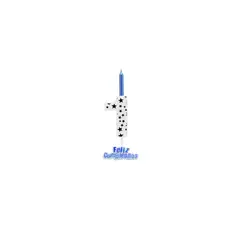 GENERICO - Vela De Numero 1 Blanco y Azul 13cm