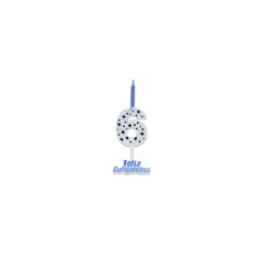 GENERICO - Vela De Numero 6 Blanco y Azul 13cm