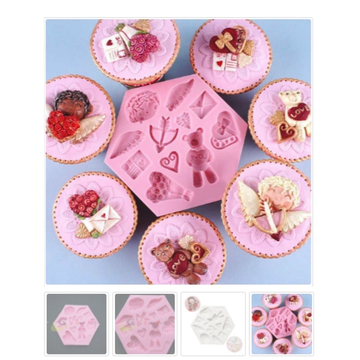 GENERICO - Molde Para Fondant Silicona Forma Oso-Corazon