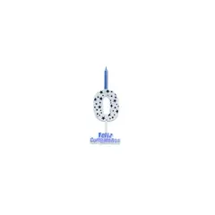 GENERICO - Vela De Numero 0 Blanco y Azul 13cm