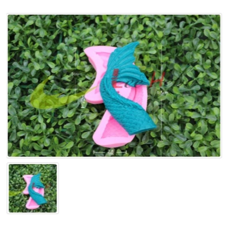 GENERICO - Molde Para Fondant Silicona Forma Cola De Sirena 5Cm