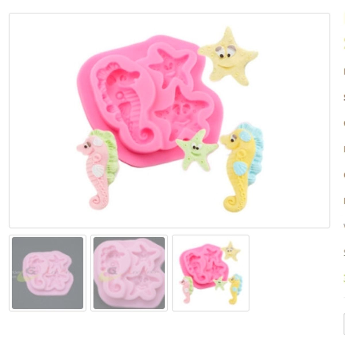 GENERICO - Molde Para Fondant Silicona Forma Estrella De Mar-Caballito De Mar