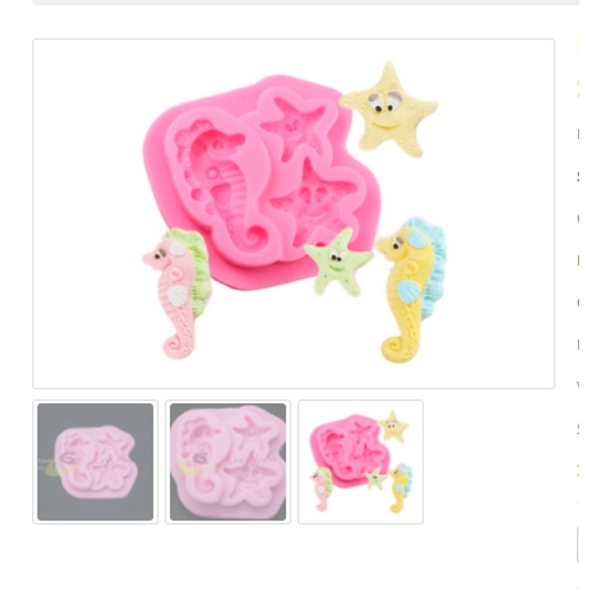 GENERICO - Molde Para Fondant Silicona Forma Estrella De Mar-Caballito De Mar