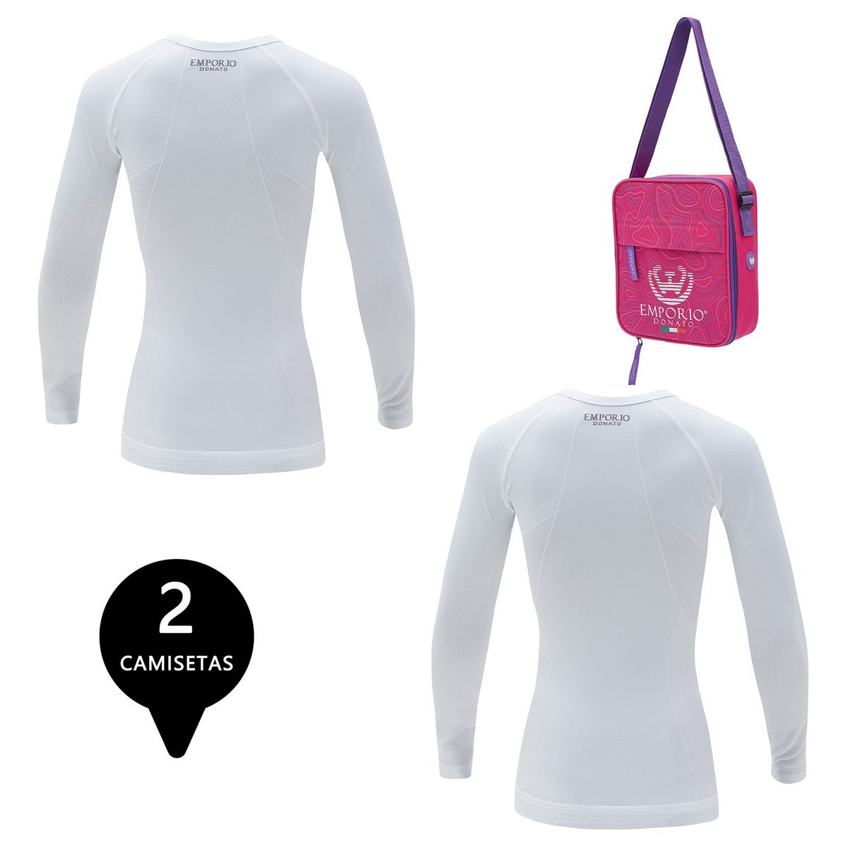 GIOVACCHINO - Pack 2 Camisetas Deportiva Primera Capa Microfibra Mujer+Bolso Regalo.-