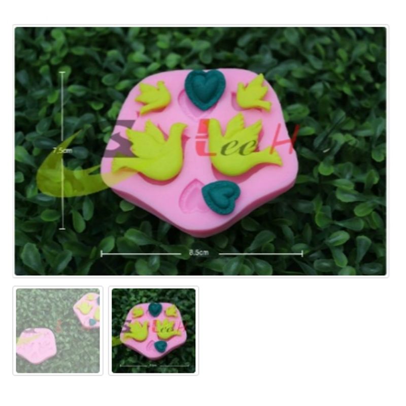 GENERICO - Molde Para Fondant Silicona Forma Palomas-Corazon