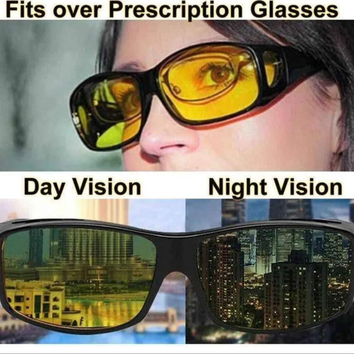 GENERICO - LENTES HD VISION DIA Y NOCHE 2X1 IDEAL PARA CONDUCIR PREMIUM