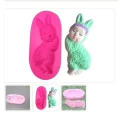 GENERICO - Molde Para Fondant Silicona Forma Bebe Conejo
