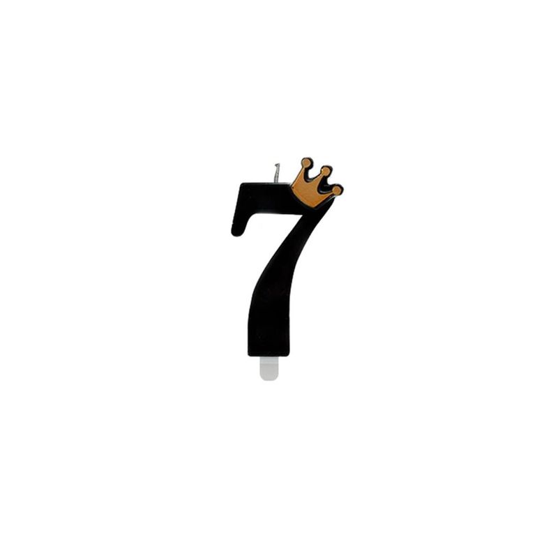 GENERICO - Vela De Numero 7 Con Corona Color Negro