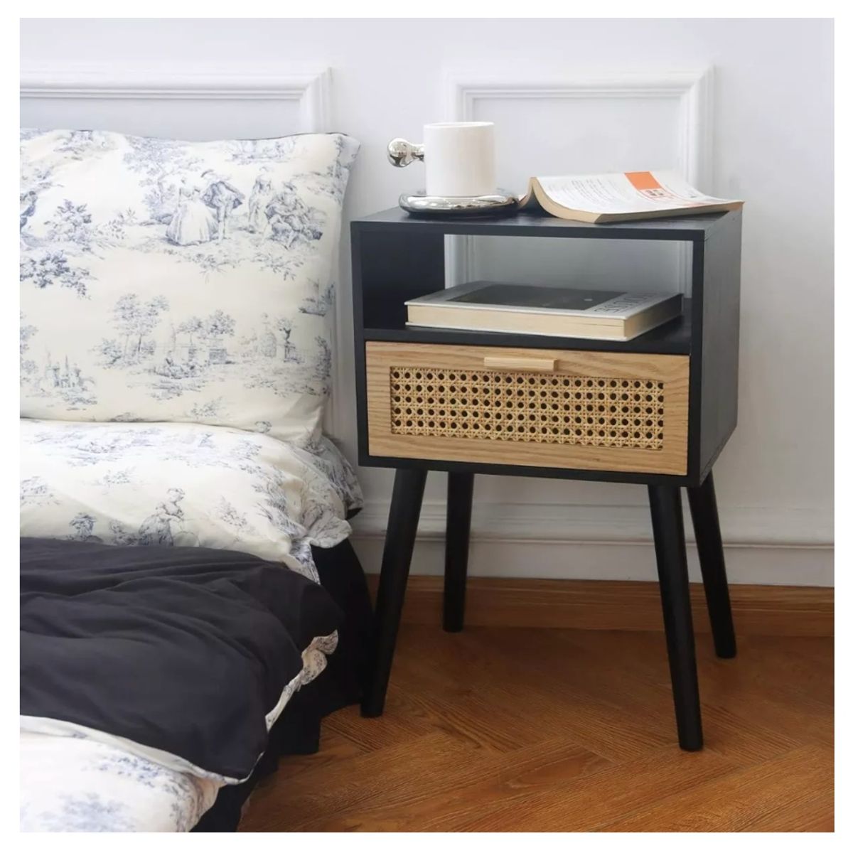 HOMER DESIGN - Velador Con Cajon Diseño Tejido Norte Americano 40x30x60cm