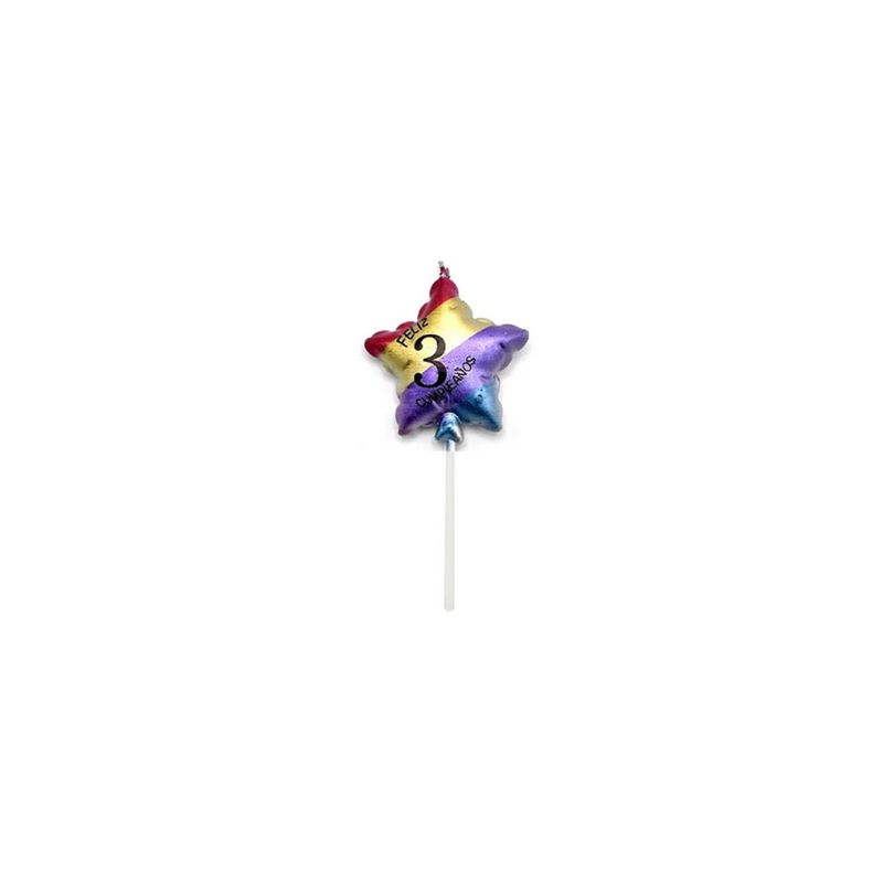 GENERICO - Vela De Numero 3 Estrella Multicolor 11cm