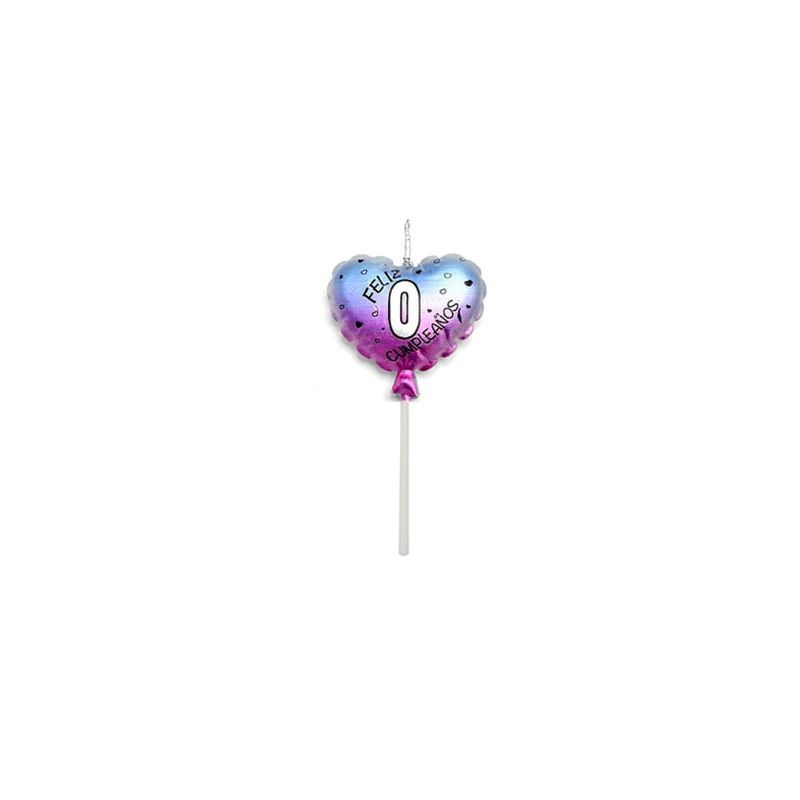GENERICO - Vela De Numero 0 Corazón Feliz Cumpleaños 11cm