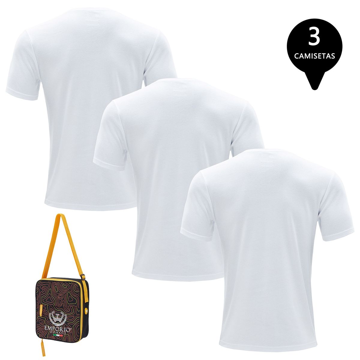 GIOVACCHINO - Pack de 3 Camisetas Manga Corta Algodón Hombre Con Bolso de Regalo
